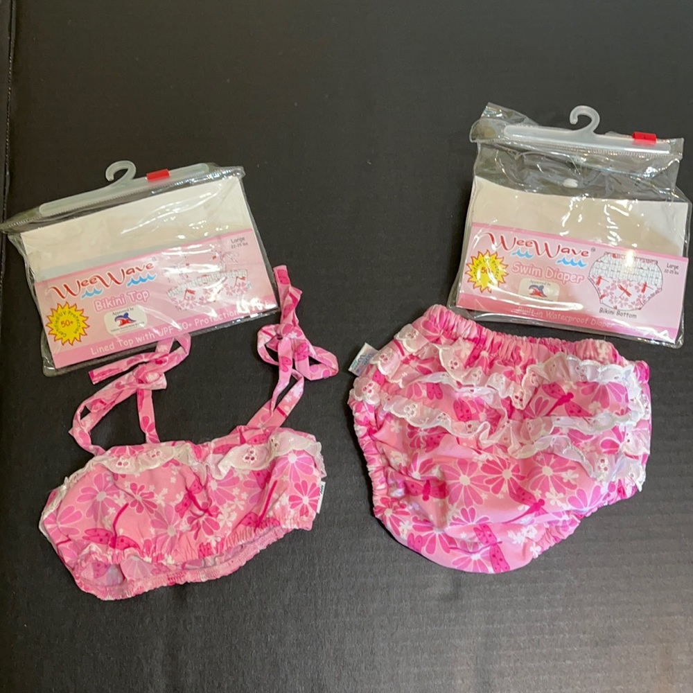 2 piece wee wave bikini top/swim diaper size large
